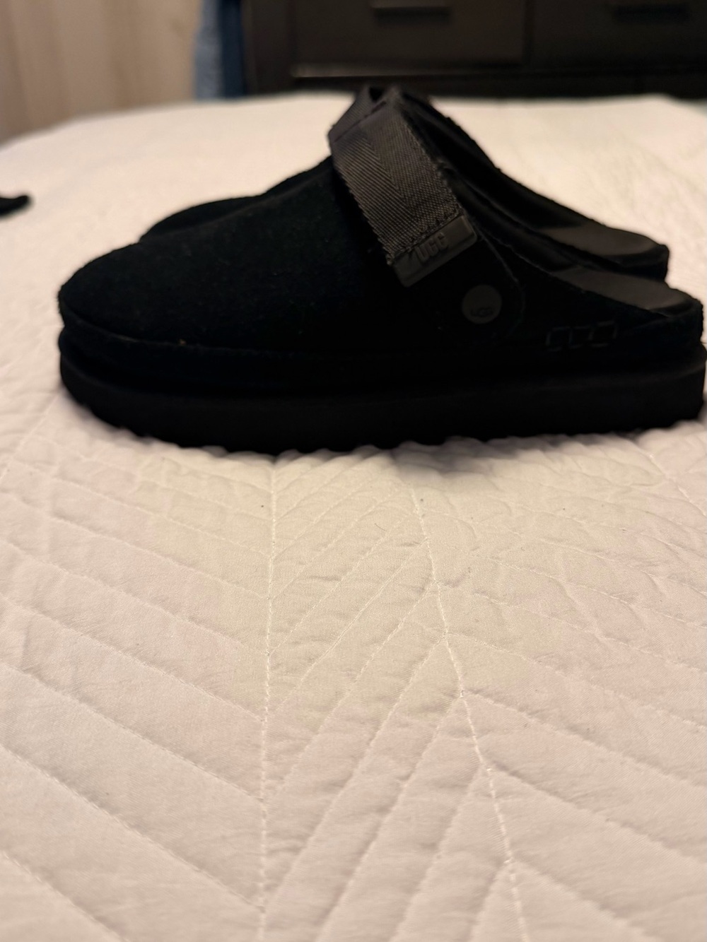Womens Black Slip-On UGGs Clog with Adjustable Strap